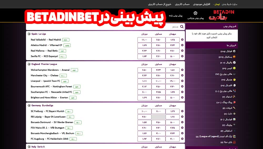 پیش بینی در betadinbet